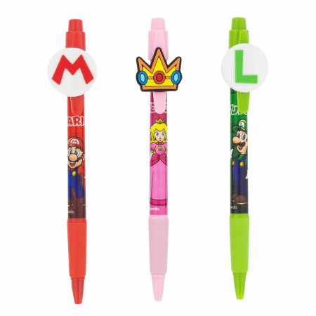 Super Mario Bros. and Peach Icons 3 Pack Pen Set - SuperHeroStuff